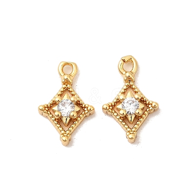 Brass Micro Pave Cubic Zirconia Pendants X-KK-P340-28G-1