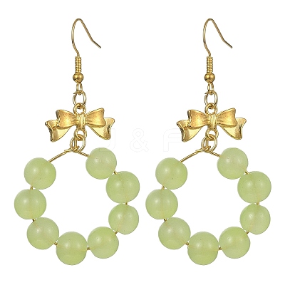 Imitation Jade Glass Beaded Ring Dangle Earrings EJEW-JE05567-04-1
