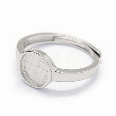 Anti-Tarnish Rhodium Plated 925 Sterling Silver Finger Ring Components STER-E061-01C-P-1