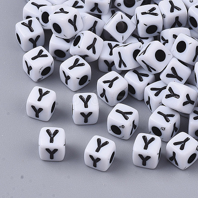 White Opaque Acrylic Beads X-MACR-R869-02Y-1