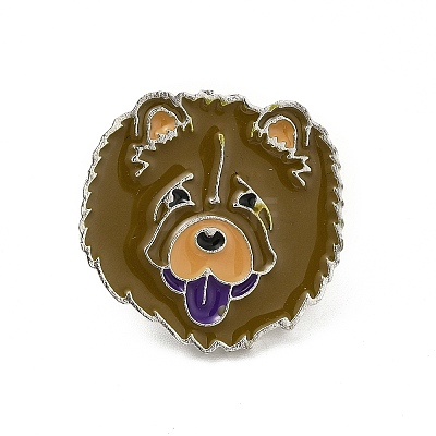 Dog Enamel Pin with Brass Butterfly Clutches JEWB-A006-05H-1
