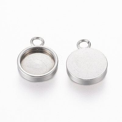 Non-Tarnish 304 Stainless Steel Charm Cabochon Settings X-STAS-L195-08P-1