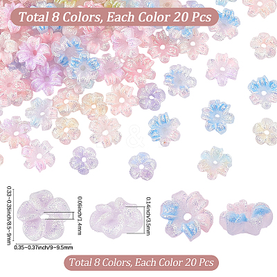 160Pcs 8 Colors Resin Cabochons MRMJ-PA0001-01-1