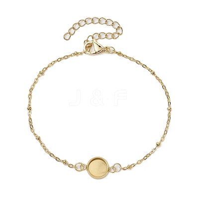 2Pcs 2 Colors 304 Stainless Steel Round Cabochon Setting Bracelets BJEW-JB11092-1