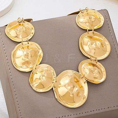 Alloy Textured Disc Link Bib Necklaces for Women WG63054-01-1