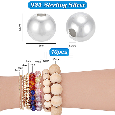 10Pcs 925 Sterling Silver Beads STER-PH0004-57-1