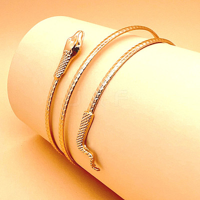 Alloy Upper Arm Open Cuff Bangles for Women LS-BJEW-U037-01B-G-1
