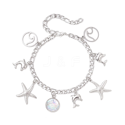 Ocean 304 Stainless Steel Charm Bracelets BJEW-JB12550-1