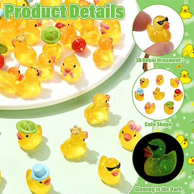 40Pcs 8 Styles Resin Duck Miniature Model AJEW-CJ0001-82-1