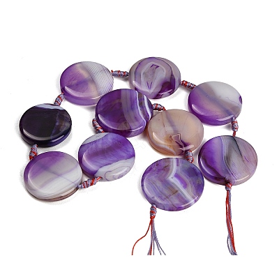 Natural Banded Agate Coin Beads Strands GG-CBAE0EB-06A-1