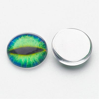 Half Round/Dome Dragon Eye Printed Glass Cabochons GGLA-A002-12mm-AB09-1