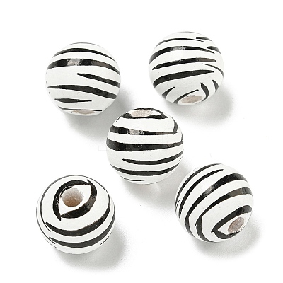Printed Wood European Beads WOOD-G022-14A-1