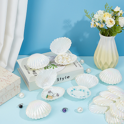 Pearlized Plastic Shell Shaped Jewelry Storage Boxes AJEW-WH0695-138A-02-1