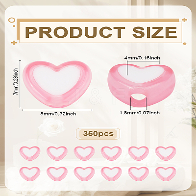 350pcs Heart Acrylic Beads TACR-LP0001-01-1