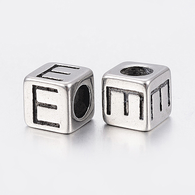 304 Stainless Steel Large Hole Letter European Beads STAS-H428-01AS-E-1