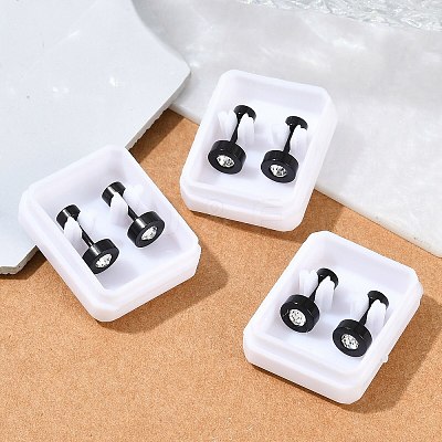 Flat Round Crystal Rhinestone Ear Fake Plugs EJEW-H105-21EB-B-1