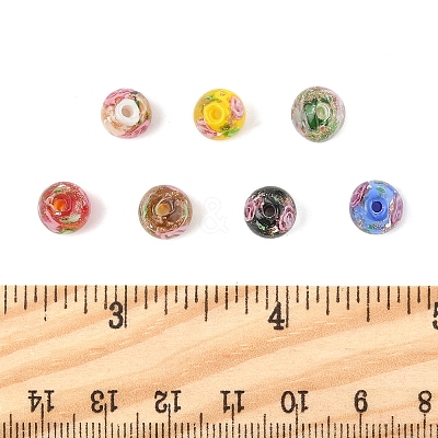 32Pcs 7 Colors Handmade Gold Sand Lampwork Beads LAMP-FS0001-30-1