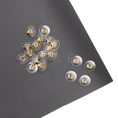 50Pairs Brass Bullet Clutch Bullet Clutch Earring Backs with Pad KK-YW0001-02G-1