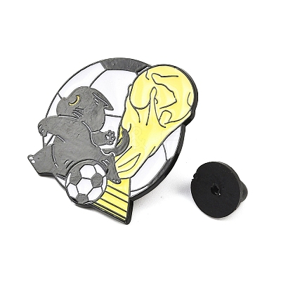 Cat with Football Sport Enamel Pins LS-JEWB-I052-05EB-01-1