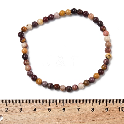 Natural Mookaite Round Bead Stretch Bracelets BJEW-L594-B05-1
