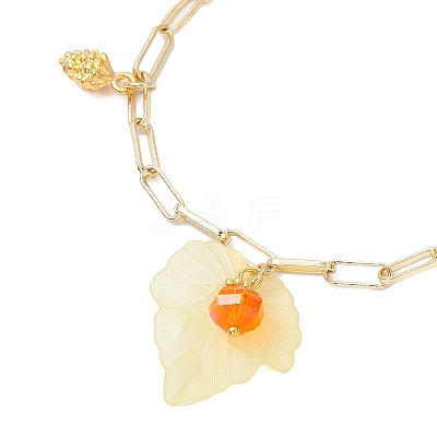 Leaf Acrylic Charm Bracelets BJEW-JB12613-1