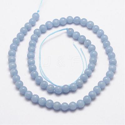 Natural Angelite Beads Strands G-P217-31-6mm-1