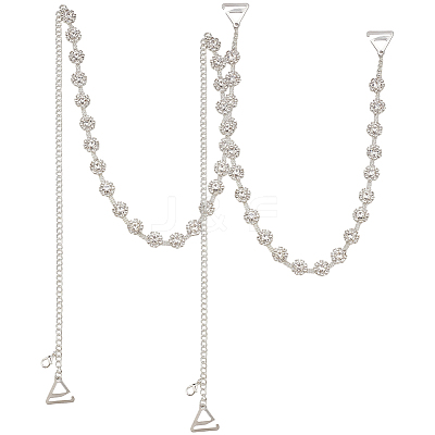 Alloy Crystal Rhinestone Flower Link Invisible Non-Slip Sexy Shoulder Straps AJEW-WH20054-198-1