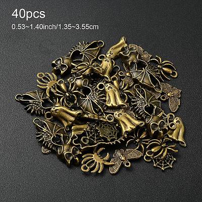 40Pcs 5 Styles Halloween Themed Tibetan Style Alloy Pendants Sets TIBEP-YW0002-02-1