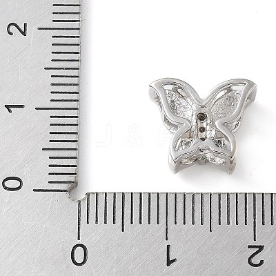Brass Micro Pave Clear Cubic Zirconia Silde Charms KK-C086-02P-1