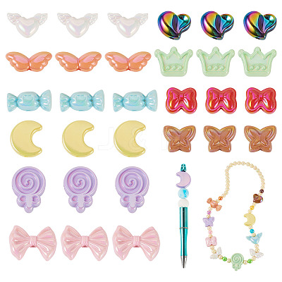 50Pcs 10 Styles UV Plating Opaque Acrylic Beads Sets OACR-TA0003-94-1