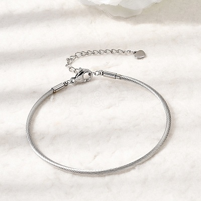 304 Stainless Steel Cable Wire Bangles for Women BJEW-P394-03P-1