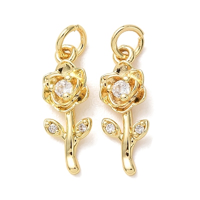 Brass Micro Pave Clear Cubic Zirconia Pendants CU-E003-10G-B-1