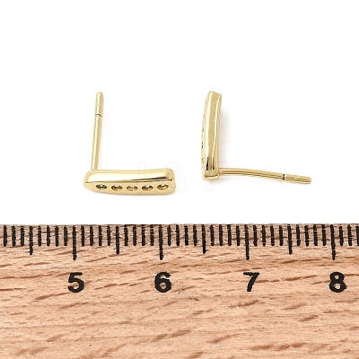 Teardrop Brass Micro Pave Clear Cubic Zirconia Stud Earrings EJEW-H180-26G-1