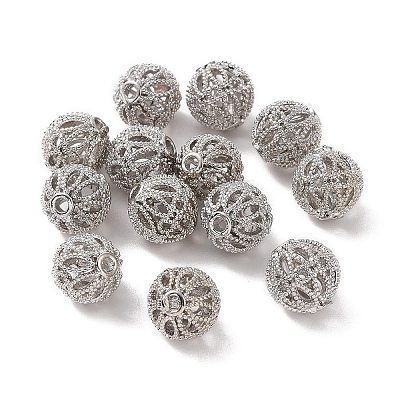 Rack Plating Brass Hollow Beads KK-P219-01B-P-1