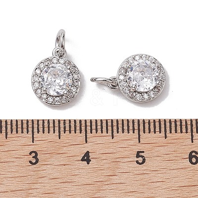 Brass Micro Pave Clear Cubic Zirconia Charms X-KK-K360-16P-1
