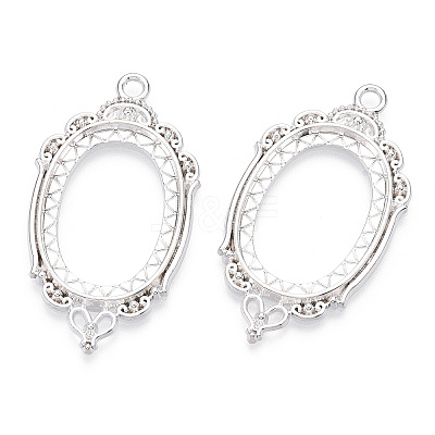 Zinc Alloy Link Cabochon Settings PALLOY-WH0001-35S-1