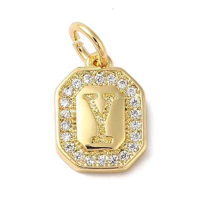 Real 18K Gold Plated Brass Micro Pave Clear Cubic Zirconia Pendants KK-L216-002G-Y-1