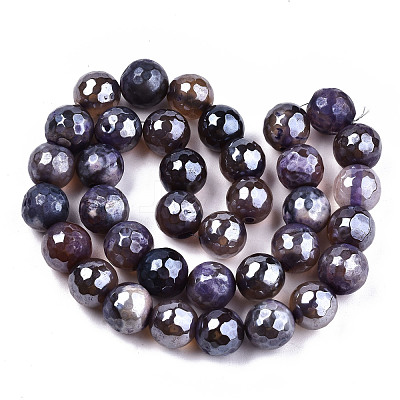 Electroplate Natural Agate Beads Strands G-T131-55-24-1