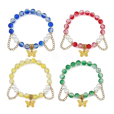 Alloy Butterfly Charm Bracelets BJEW-JB14139-1