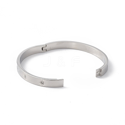 Crystal Rhinestone Star Hinged Bangle BJEW-F390-06-1