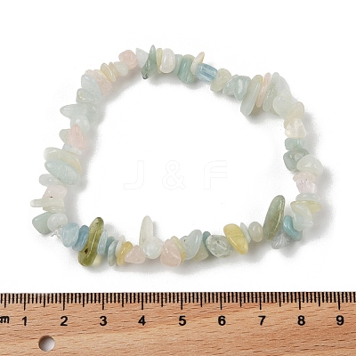 Natural Morganite Beaded Stretch Bracelets X-BJEW-JB02683-02-1