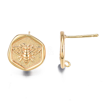 Brass Stud Earring Findings X-KK-T038-462G-1