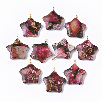 Assembled Synthetic Imperial Jasper and Bronzite Pendants G-S366-002D-1