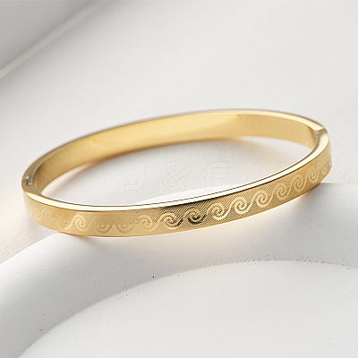 304 Stainless Steel Swirl Pattern Hinged Bangles for Women WG1BED9-01-1