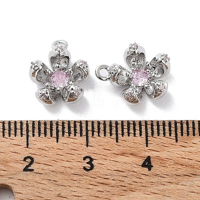 Brass Micro Pave Cubic Zirconia Charms KK-F871-34P-1