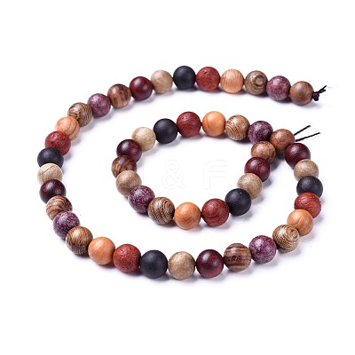 Natural Wood Beads Strands WOOD-F008-07-B-1