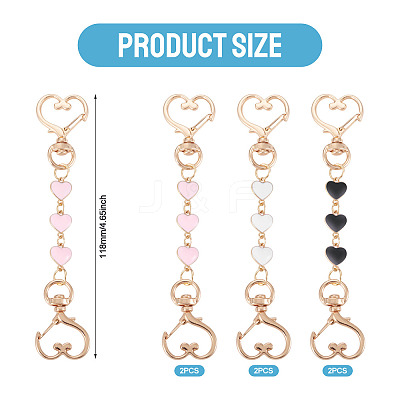6Pcs 3 Styles Alloy Enamel Heart Link Bag Extender Chains KEYC-TAC00058-1