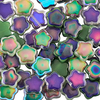 72Pcs 4 Colors Two Tone Glass Beads GLAA-PA0001-01-1