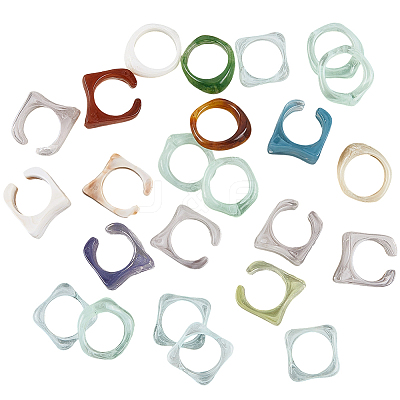 4 Styles Resin & Acrylic Finger Rings for Women RJEW-SC0001-24-1