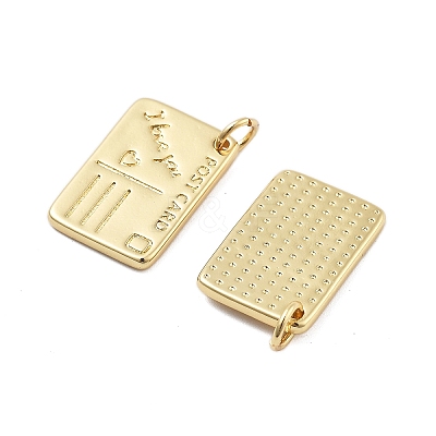 Brass Postcard Pendants KK-Q006-08G-1